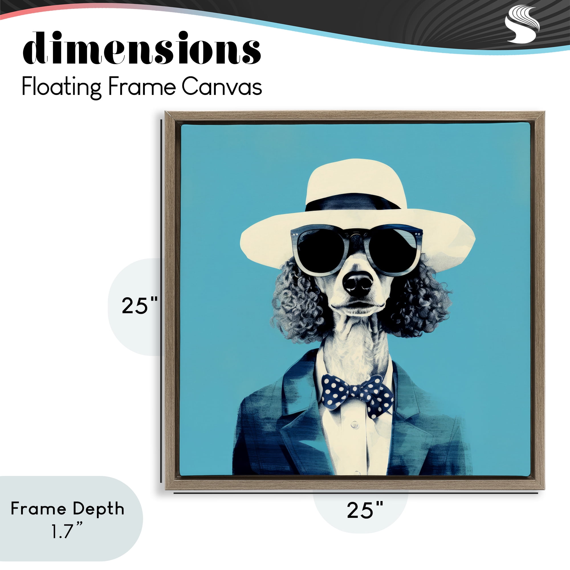 Stupell Industries Canine Cool Retro Outfit Brown Framed Floater Canvas Wall Art, design by Ray Powers