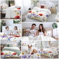 thumbnail image 5 of Pastoral Flowers Duvet Cover Set King Size, Colorful Floral Plants Leaves Watercolor 4 Piece Soft Microfiber Bedding Set with 1 Duvet Cover, 1 Flat Sheet, 2 Pillowcases, 5 of 9
