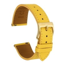 Uxcell Genuine Leather Watch Band 22mm Quick Release Replacement Watch Strap with Stainless Steel Gold Buckle for Men Women, Yellow