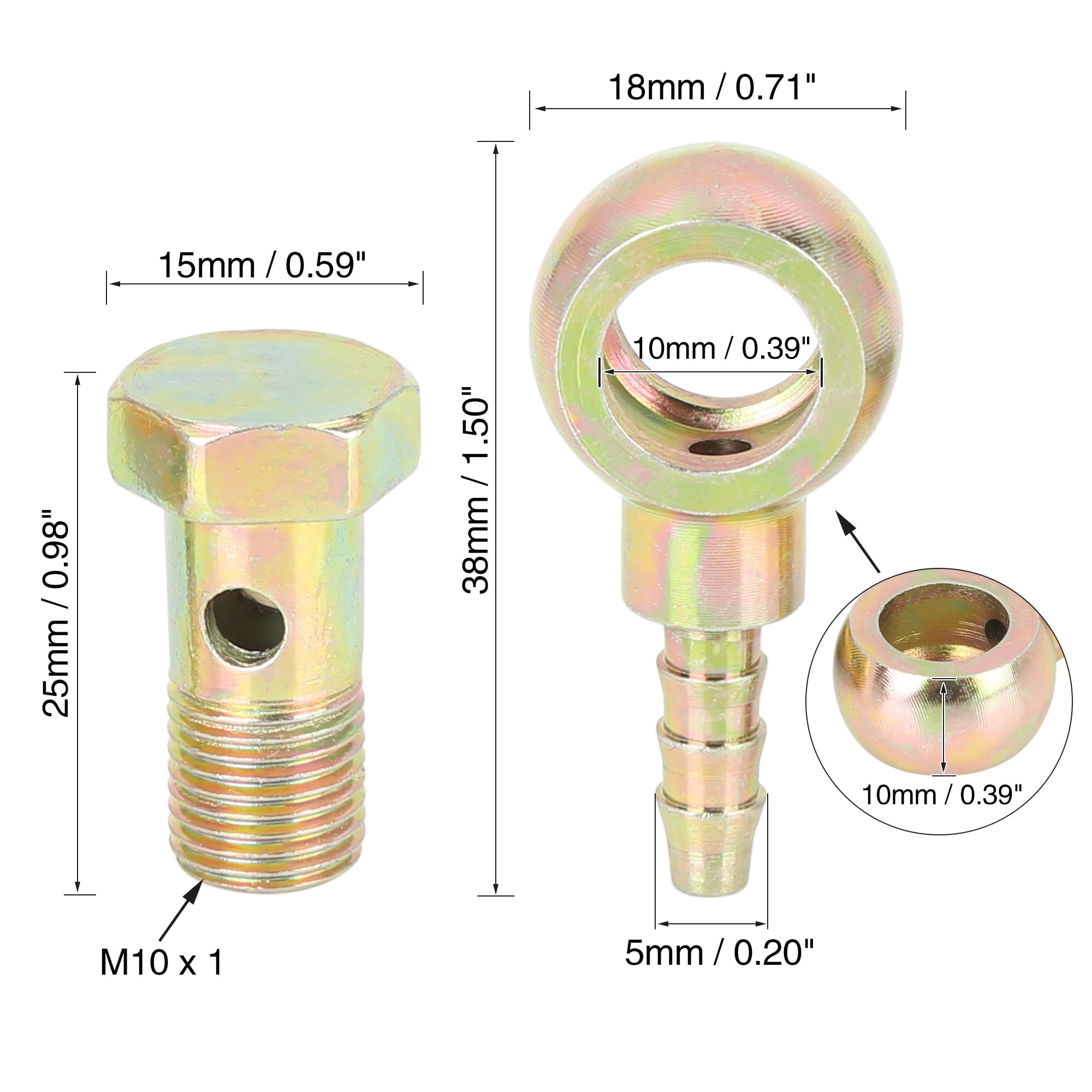 X AUTOHAUX 14mm Diameter Banjo Hose Barb Bolt Fittings Banjo Bolt Washer Kit for Car Motorcycle