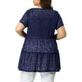 thumbnail image 3 of Agnes Orinda Women's Plus Size Tunic Tiered Lace Round Neck Short Sleeve Peplum Tops 1X Navy, 3 of 6