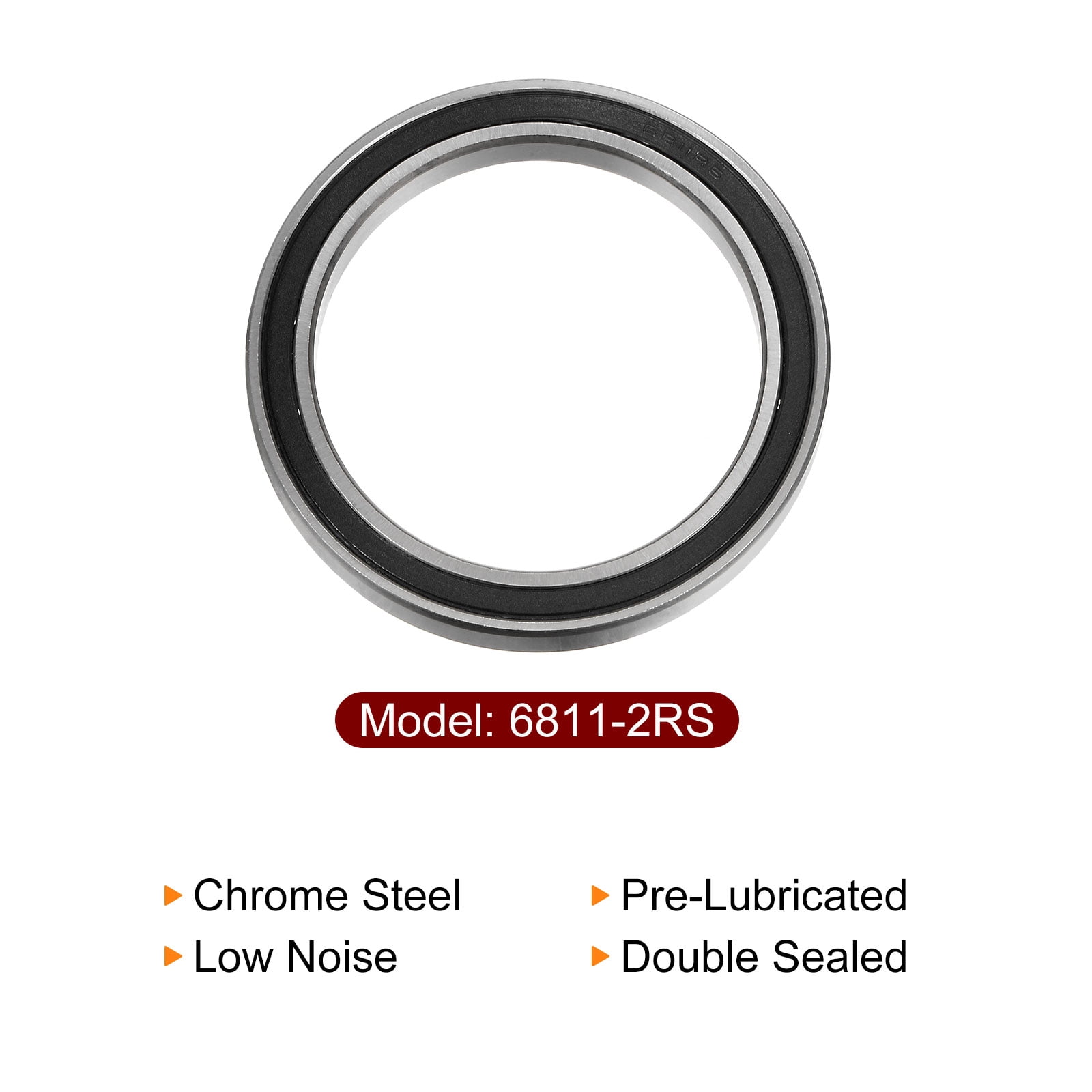 Uxcell FR6-2RS Lot De 4 Roulements à Billes à Bride Double Étanchéité Acier Chromé 3/8 X 7/8 X 9/32