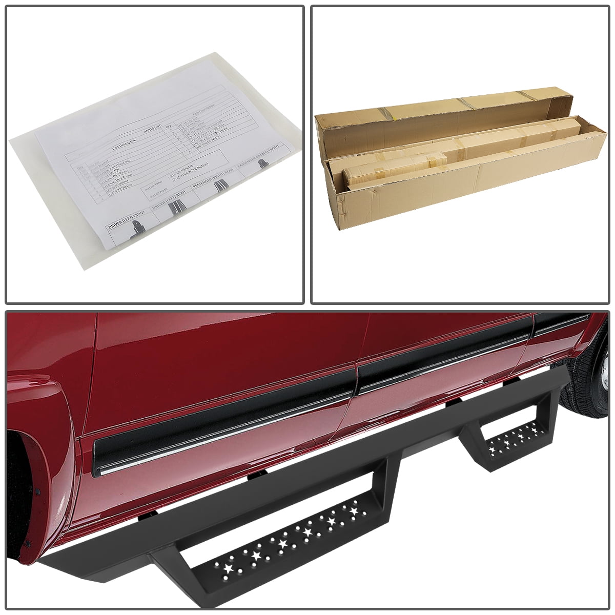 DNA Motoring 4.5" Side Drop Step Nerf Bars Running Boards for 07-19 Sierra Silverado Extended Cab