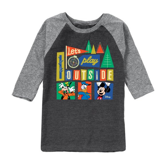 Disney - Mickey, Donald Duck, & Goofy - Let's Play Outside - Youth Raglan Graphic T-Shirt