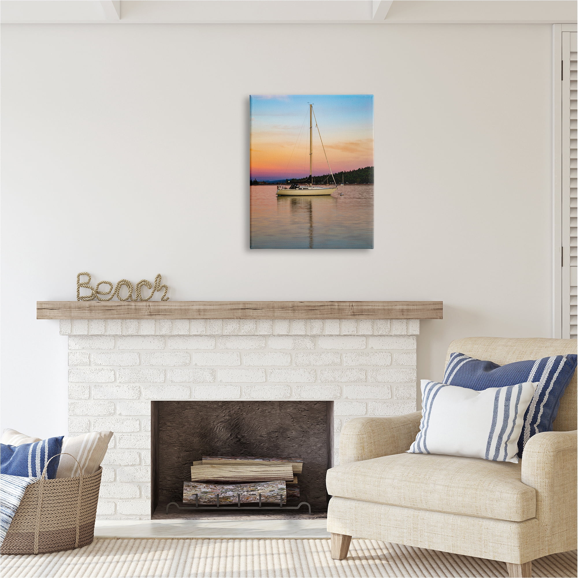 Stupell Industries Sunset Boat Photography Transportation Photography Gallery Wrapped Canvas Art Print Wall Art, 24 x 30