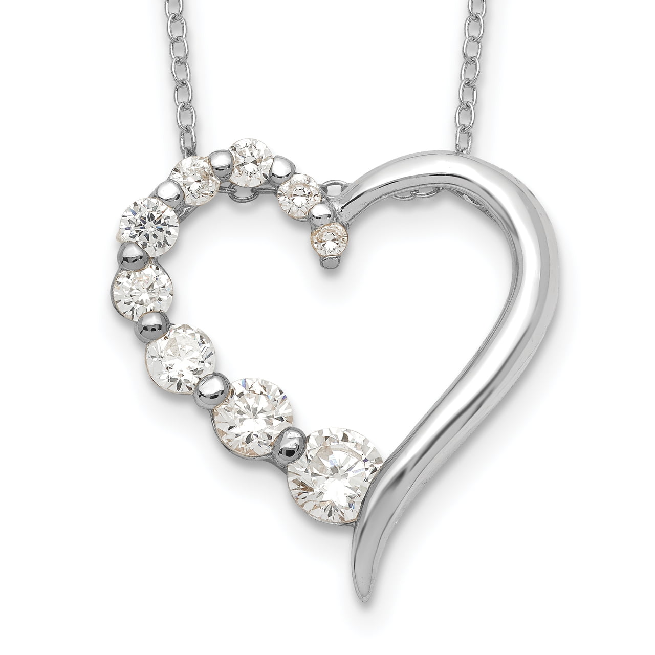 Heart Journey Necklace Cubic Zirconia 18 Length 925 Sterling Silver CZ 