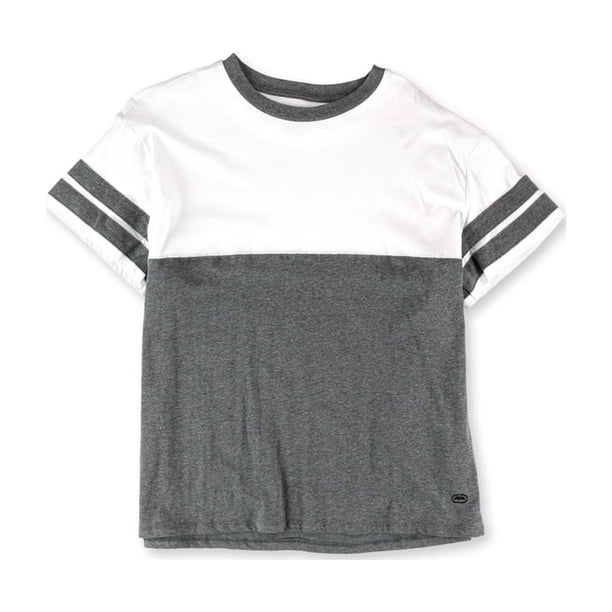 Ecko Unltd. Camiseta básica de manga a rayas con bloques de colores para mujer, gris, pequeña