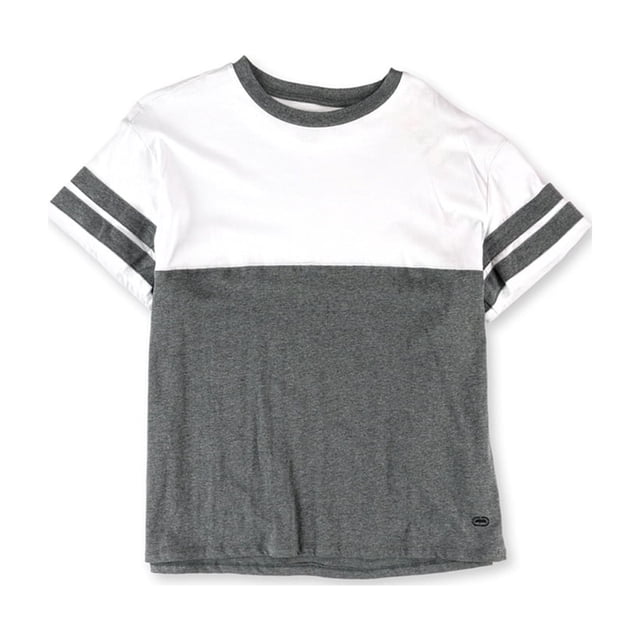 Ecko Unltd. T-Shirt de Base à Manches Rayées Colorblock pour Femmes, Gris, Petit
