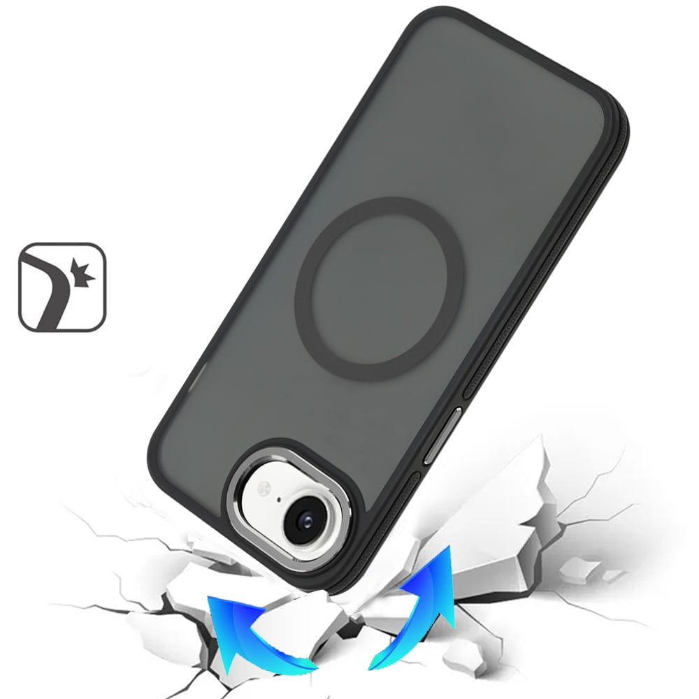 XPM for Apple iPhone 17E /16E Frosted Translucent Back Hybrid Case with Magnetic Circle; MagSafe Compatible, Military Grade Shockproof, Slim Design Phone Case Cover (Black)
