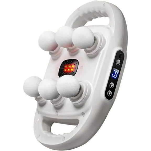 Fascia Gun Muscle Massager Gun High Frequency Back Waist Massage Machine Six-Head Body Shoulder Professional Fascia Massage Gun(White)