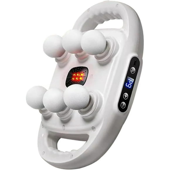 Fascia Gun Muscle Massager Gun High Frequency Back Waist Massage Machine Six-Head Body Shoulder Professional Fascia Massage Gun(White)