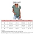 thumbnail image 5 of Women Short Petal Sleeve Top Hollow Out Holes V Neck Loose Type Casual T Shirt for Summer Wear Dark Green XXL, 5 of 5