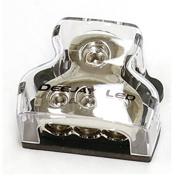 DEEJAY LED One 0 Gauge to Three 4 Gauge Main Power Distribution Terminal Block - TBH1034CLEAR
