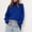 Blue, variant on Itsame Women Knitted Sweater High Neck Pullover Sweatershirt Long Sleeves Solid Color Relaxed Sweatshirts Beige Size Free Size