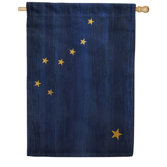 America Forever Alaska State Flag 28 x 40 Inch Double Sided Outdoor Yard Decorative USA Vintage Wood State of Alaska House Flag, Made in the USA