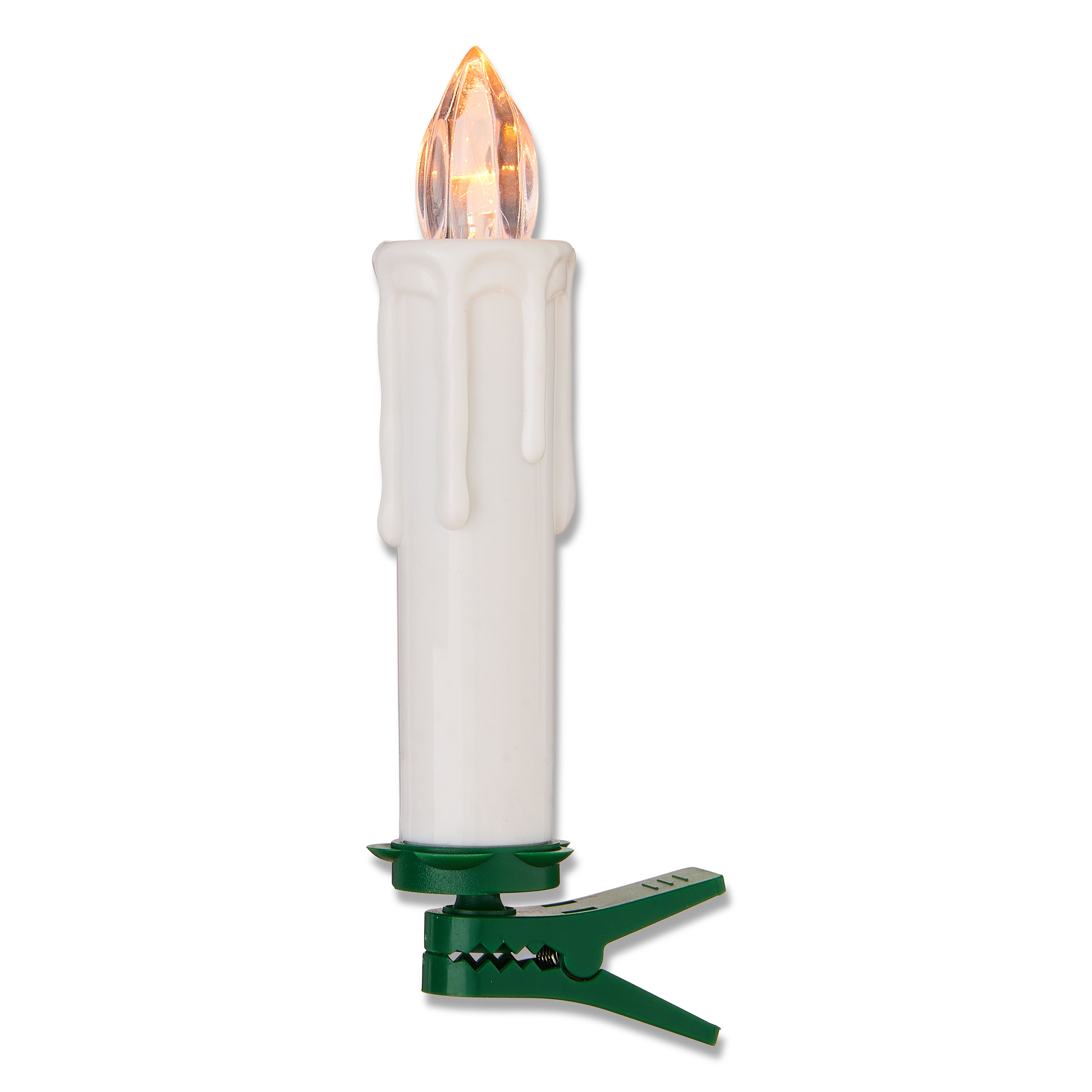 10 Count Battery-Operated White Cordless LED Clip Christmas Candles Ornament with Remote, by Holiday Time