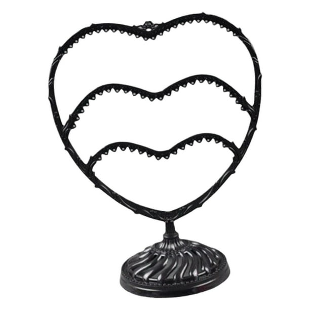 Porta pendientes con forma de corazón, bonito, multifuncional, estable, regalo, compacto, fácil de usar. Negro