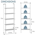 thumbnail image 4 of Ladder Shelf White Wooden Bookshelf 5-Tier Wall-Mounted Open Wood Rack Industrial Modern Plant Flower Stand Utility Organizer Bookcase Metal Frame Furniture Office Kitchen Bedroom, 4 of 8