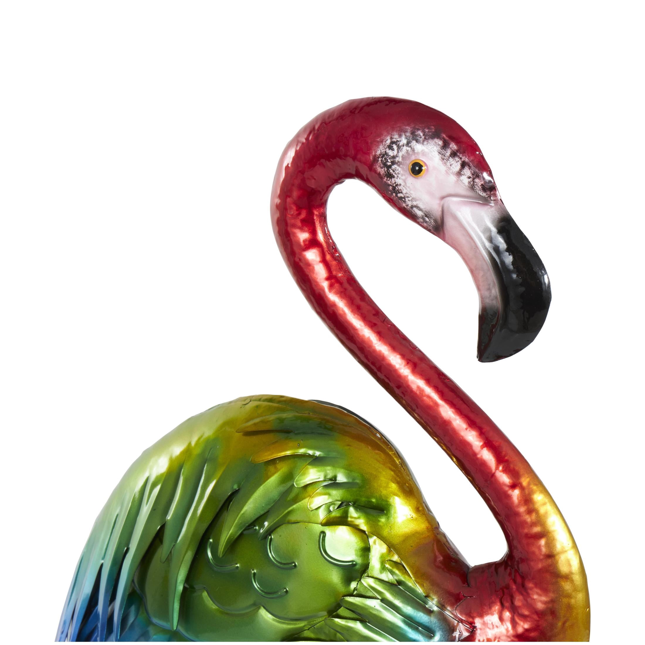 DecMode 44" Tall Textured Rainbow Flamingo Garden Sculpture (2 Pack)