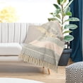 thumbnail image 4 of LR Home Grey/Pink Striped All-Natural Cotton Throw Blanket, 4 of 7