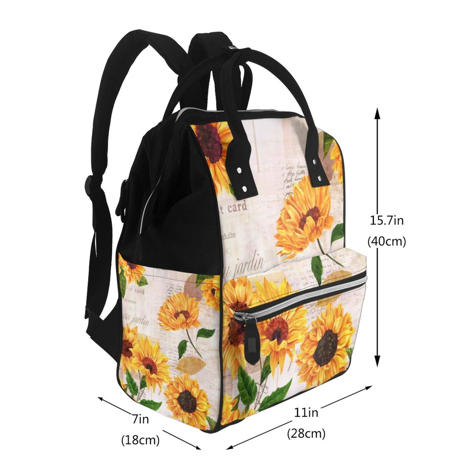 Fuzoiu Sunflower 5 Print Diaper Bag Backpack,Baby Essentials Travel Tote,Multi function Waterproof Diaper Bag, Travel Essentials Baby Bag - Unisex