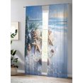 thumbnail image 4 of Sheer Curtains 96 Inches Long, Christmas Beach Light Filtering Window Curtains for Living Room, Blue Shell Starfish Conch Pine Cone Snow Rod Pocket Voile Sheer Curtain Drapes, 52"W x 96"L, 2 Panels, 4 of 8