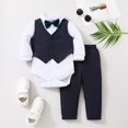 thumbnail image 2 of Ketyyh-chn99 Baby Boy Christmas Outfit Baby Boy Clothes Suit Infant Gentleman Outfits Formal Dress Shirt+Bowtie+Vest+Pants Set Baby Wedding for 3-6 Months,Blue, 2 of 5