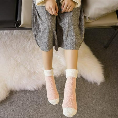 

KSCYKKKD Socks Women Coral Fleece Socks Plus Fleece To Keep Warm Home Floor Socks Tube Socks