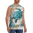 thumbnail image 2 of Uemuo Watercolor Sea Turtle Pattern Men's Sleeveless T-Shirt,Muscle Athletic Tank Top, Moisture-wicking Quick-dry Breathable Classic Tee Top for Gym Run Outdoor Sports-Medium, 2 of 8