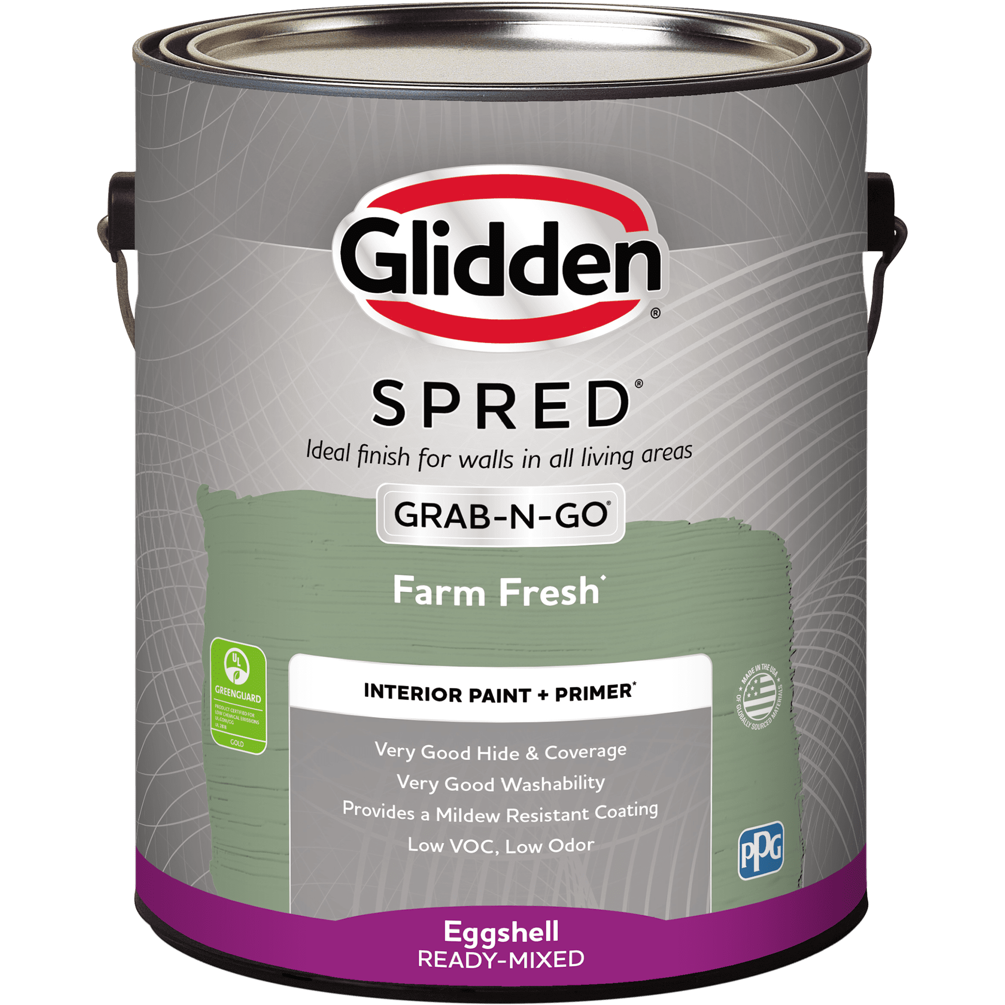 Glidden Spred Grab-N-Go Farm Fresh / Green Eggshell Interior Paint with Primer, 1 Gallon