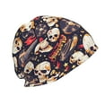 thumbnail image 3 of Rocae Guitar Skull record for Beanies Hats for Men Women Warm Chunky Knit Hats Winter, 3 of 7