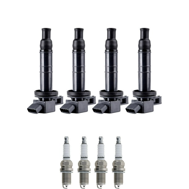 Set of 4 ISA Ignition Coils and 4 Autolite Spark Plugs Compatible with