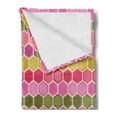thumbnail image 2 of Geometric Soft Flannel Fleece Throw Blanket, Abstract Cells from Hexagon Shapes in Colors with Polka Dots, Cozy Plush for Indoor and Outdoor Use, 50" x 70", Multicolour, by Ambesonne, 2 of 5
