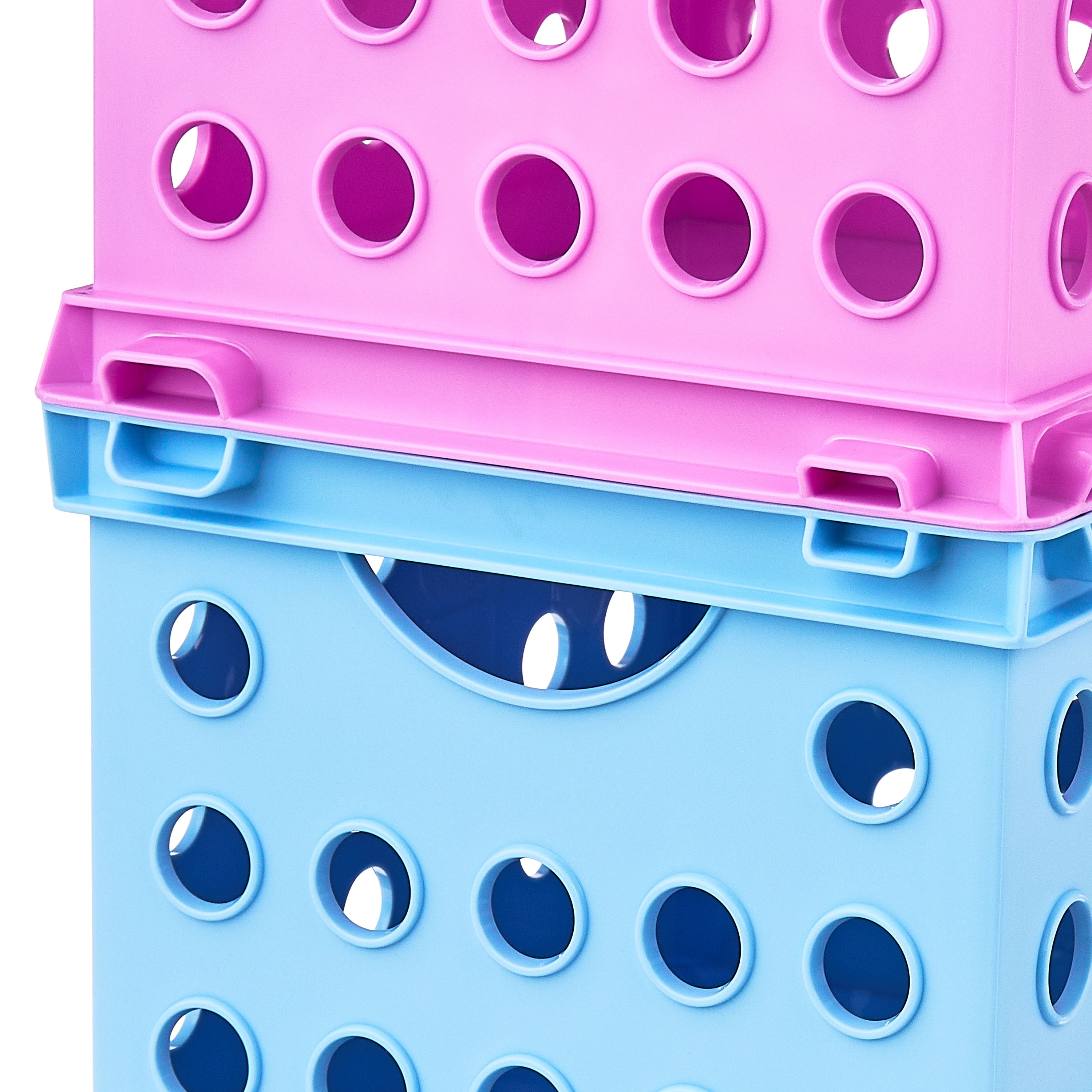 Pen+Gear Plastic Mini Crate, Modular Desktop Storage Box, Violet Glow, 1-Pack