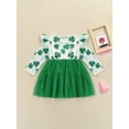 thumbnail image 4 of Genuiskids Toddler Baby Girl St. Patrick's Day Clothes 1 2 3 4 5 6 Years Kids Girl Dress Long Sleeve Clover Print Tulle Tutu Skirt Princess Sundress Outfits, 4 of 9