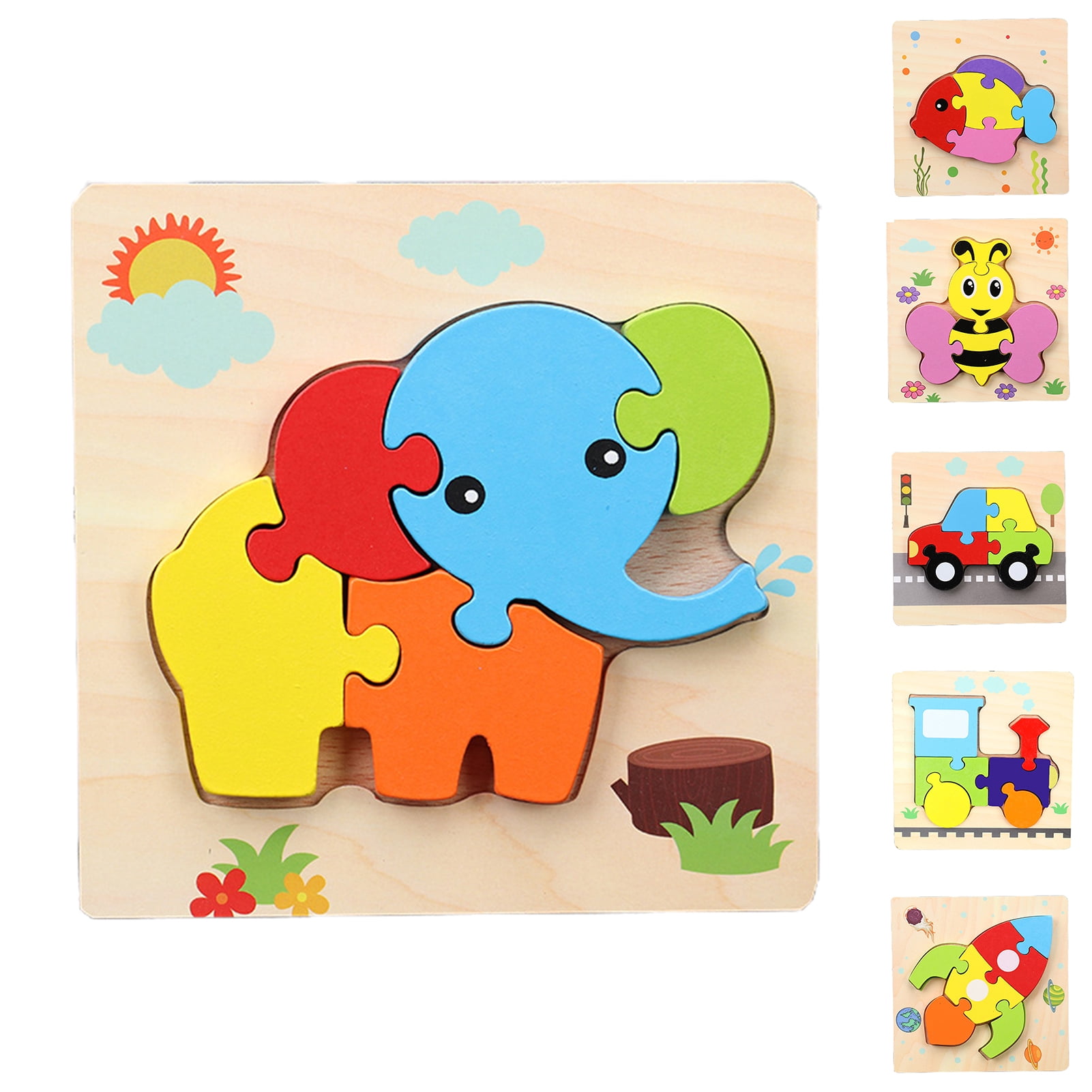 Happy Date Wooden Animal Puzzles for 1 2 3 Years Old Boys Girls ...