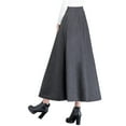 thumbnail image 3 of Women's High Elastic Waist Plaid Wool Maxi Skirt - A-Line Flare, Winter Warm, Side Pockets - S-XXL, 3 of 3