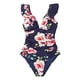 thumbnail image 1 of Gibobby Trajes de Natación para Mujer Traje de baño de verano para mujer Traje de baño con cuello en V profundo Volantes en la parte posterior Traje de b(Azul oscuro,G), 1 of 4