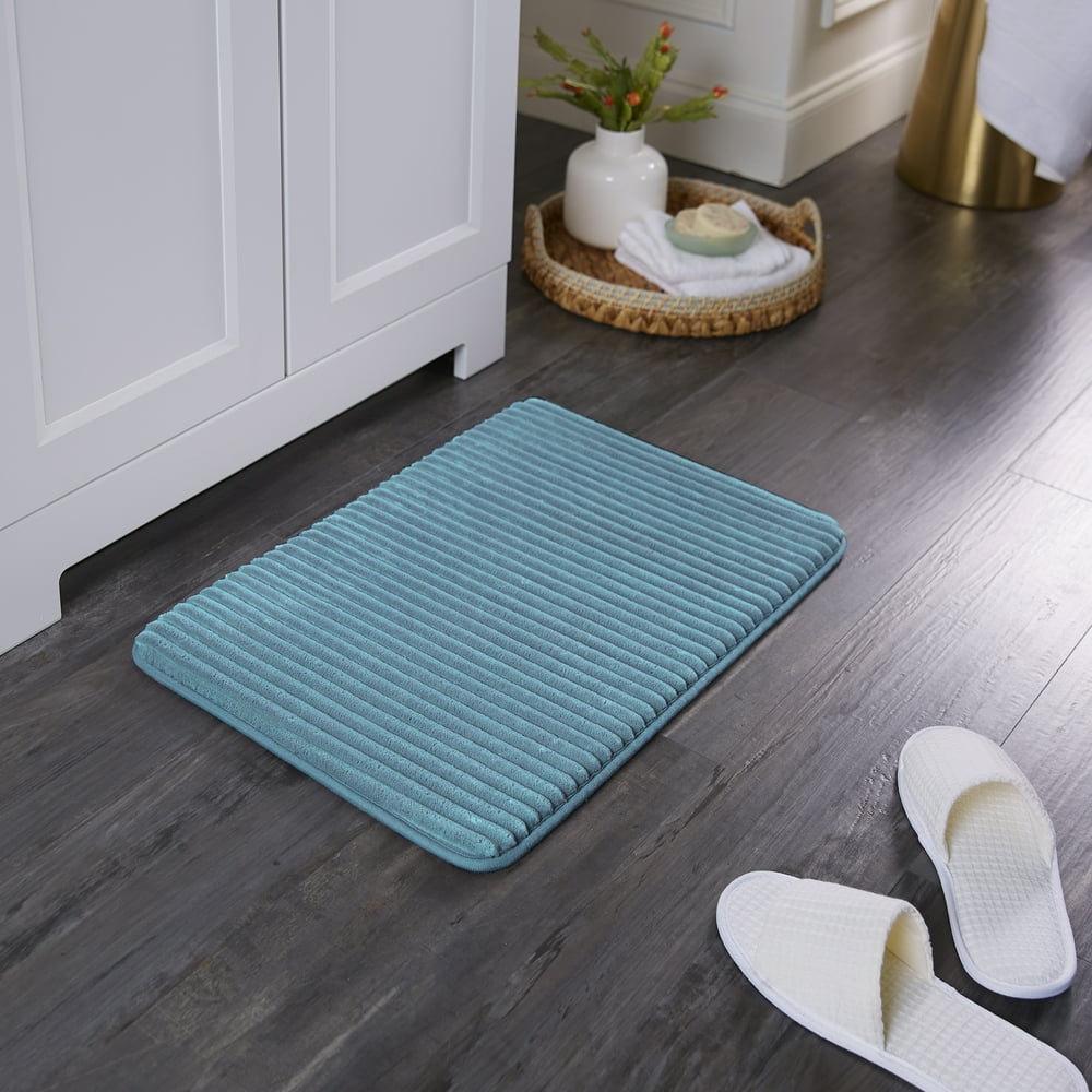 Mainstays Performance Quick Dry Memory Foam Bath Rug, Cool Water, 20" x
