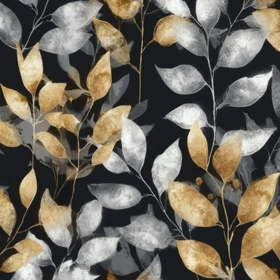 Modern Peel and Stick Wallpaper 23.6in x 9.8ft Elegant Gold Silver Leaf Dark Contact Paper Vinyl Waterproof Self Adhesive Wall Paper for Bedroom Shelf Cabinet Renter Friendly