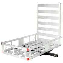Costway 50'' x 29.5'' Aluminum Cargo Carrier with Ramp Hitch-Mounted Mobility Carrier Hauler