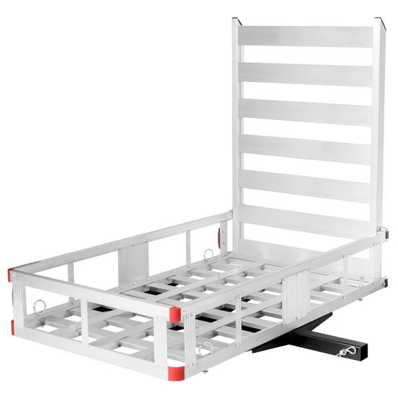 Costway 50'' x 29.5'' Aluminum Cargo Carrier with Ramp Hitch-Mounted Mobility Carrier Hauler