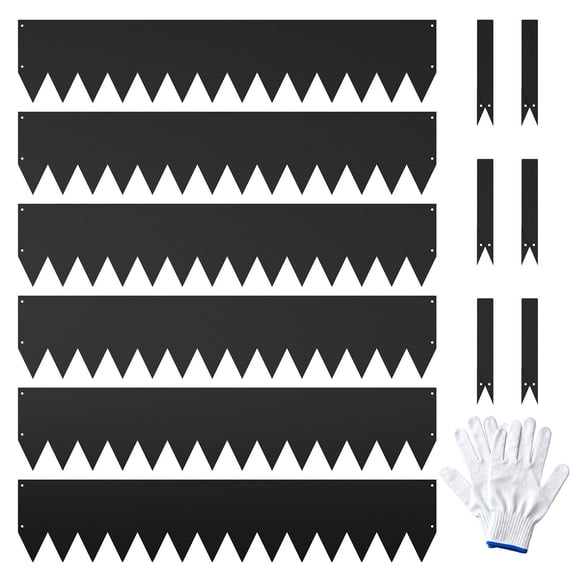 Steel Landscape Edging – 6 Pack Black Galvanized – 40"x8" Metal Garden Perimeter – Yard, Flower Beds & Pathways – Rust-Resistant – Easy Install – 8 Clips & Gloves – 20FT Total – Black