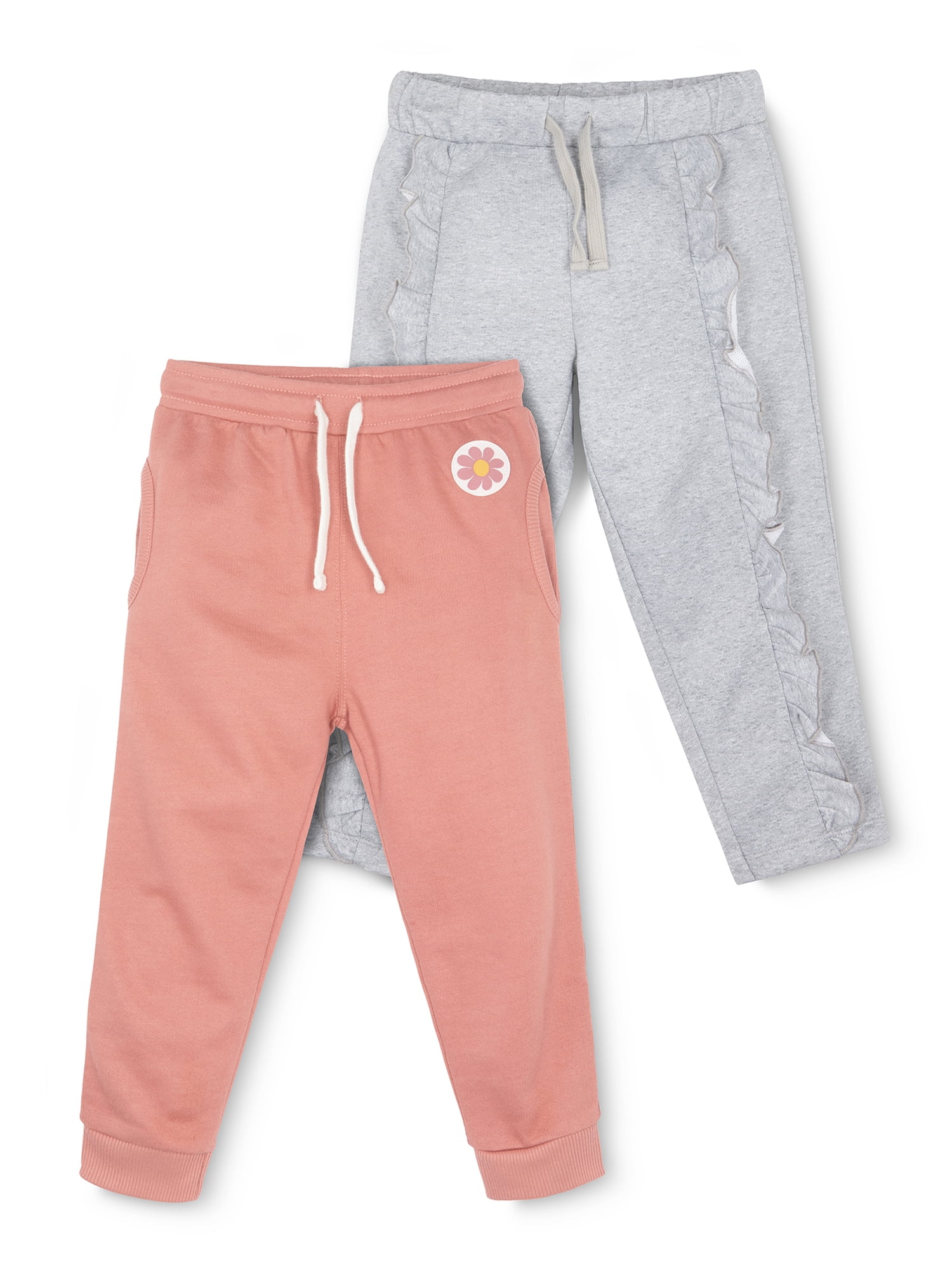 Little Star Organic Toddler Girl 2 Pk Ruffle Sweatpants, Size 12 Months - 5T