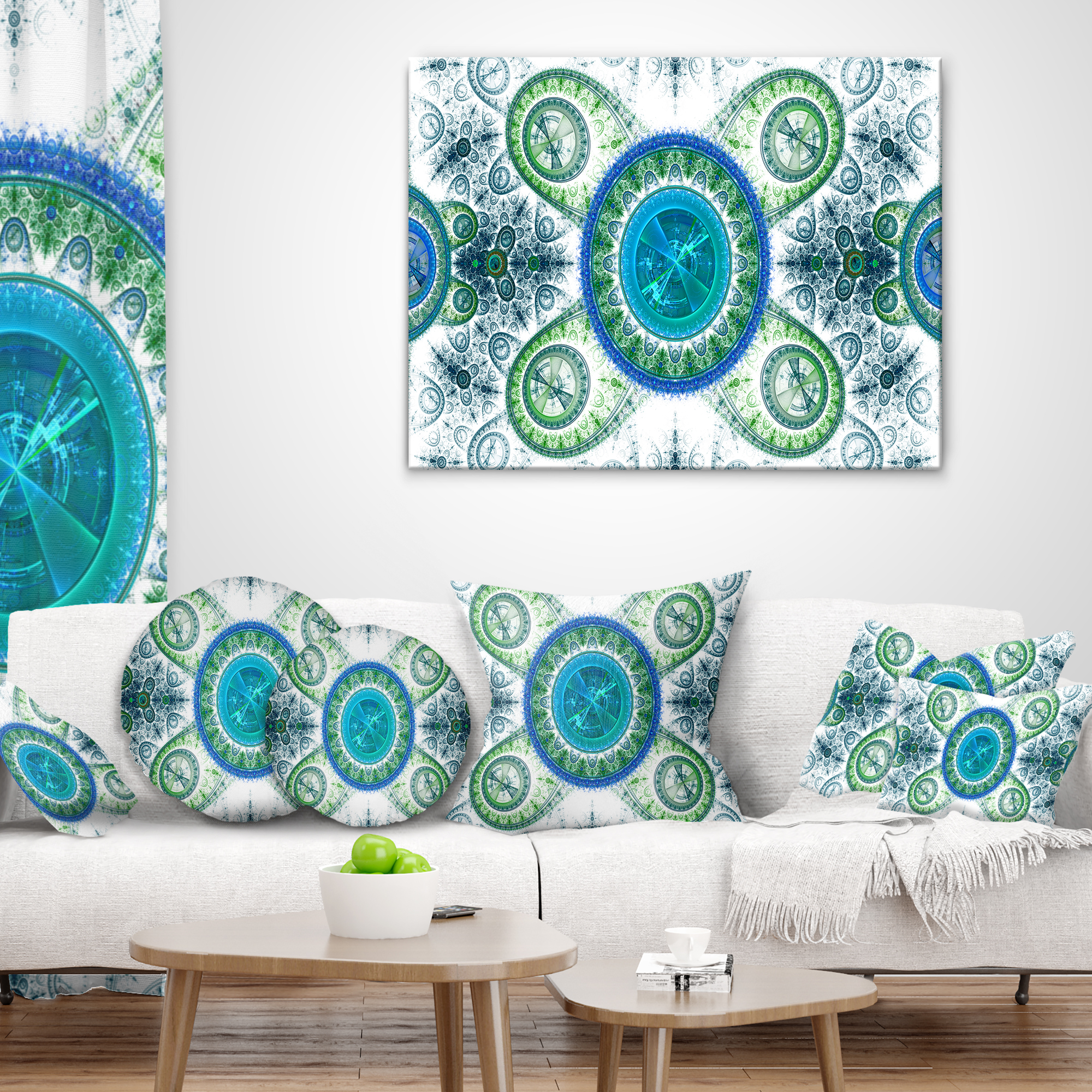 Designart Blue Psychedelic Relaxing Art - Abstract Throw Pillow - 12x20