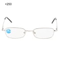 thumbnail image 4 of Gafas de lectura unisex elegantes +2.50, marco plateado con lentes transparentes que bloquean la luz azul para hombres y mujeres, 4 of 8