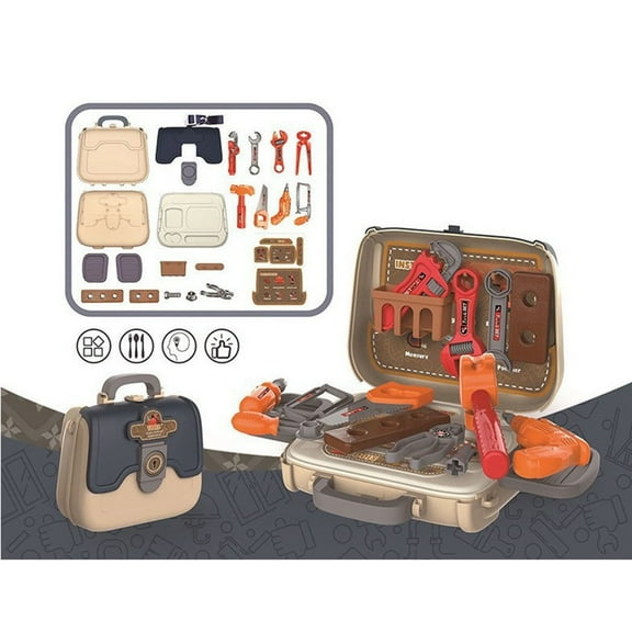 Fiudx Juego de Herramientas de Juguete, Banco de Trabajo de Madera para Pequeños Constructores, Herramientas Educativas, Coloridas y Seguras, para Desarrollar La Motricidad Fina, Juego de Simulación,