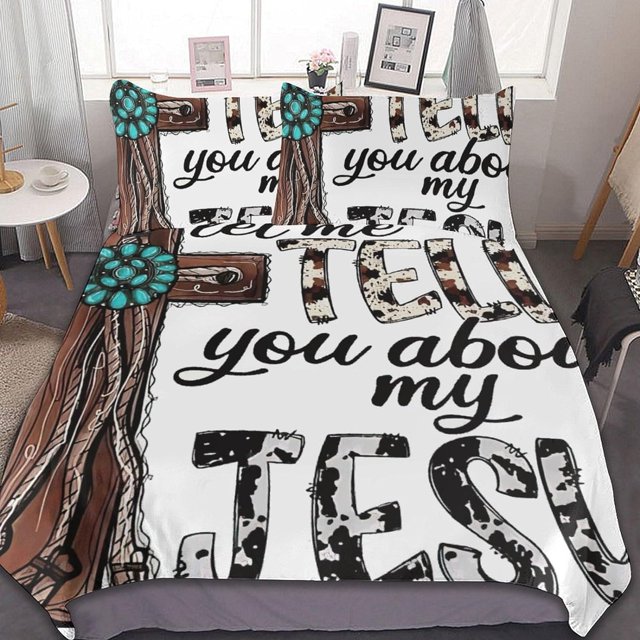 HAHDAXIA Let Me Tell You About My Jesus Bedding Solid Comforter Set for All Seasons,3 Pieces(1 Comforter+2 Pillowcases),Soft Microfiber Bedding Set Twin(86"x70")