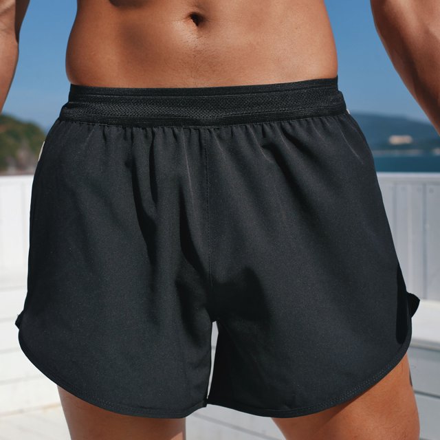 Hombres Pantalones cortos deportivos Rayas reflectantes Bolsillos con cremallera Pantalones cortos d Abanopi Pantalones cortos de los hombres