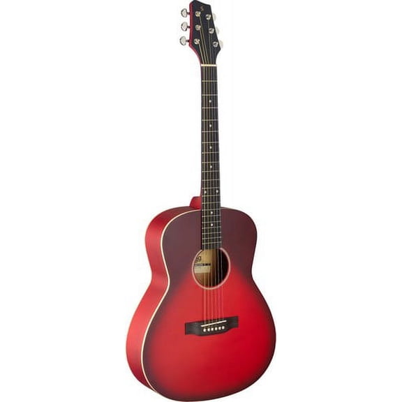 Auditorium guitar with basswood top, transparent red